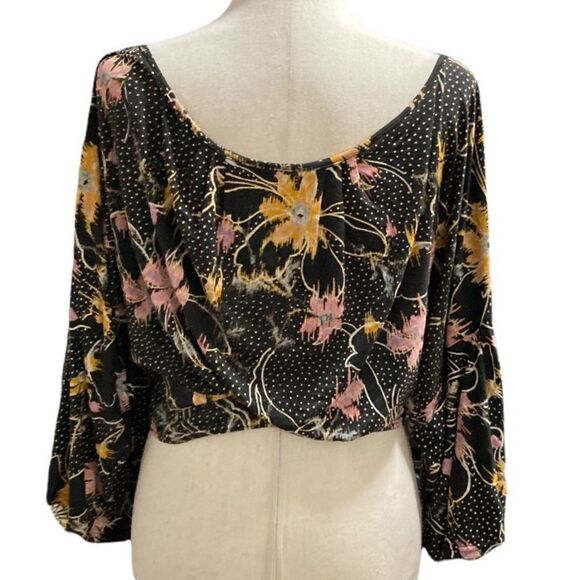 Free people medium crossed front cropped floral top - Picture 5 of 8